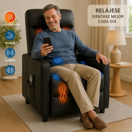 Sillon reclinable 1 cuerpo con masajeador y calefaccion Negro
