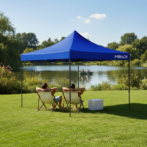 Gazebo Plegable 3x3 M Auto armable Toldo Playa Jardin Carpa Tela 600d IMBACK Color Azul Gazebo Plegable 3x3 M Auto armable Toldo Playa Jardin Carpa Tela 600d IMBACK Color Azul