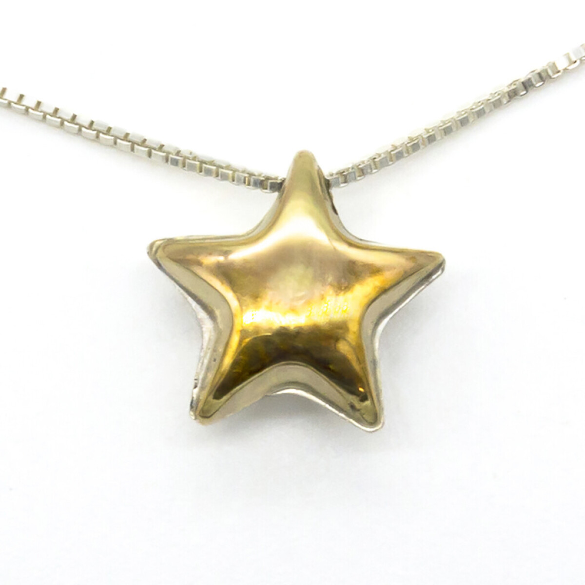 Conjunto de Cadena de Plata 925 y Doublé en Oro 18 kt Estrella - Largo 45 cm 