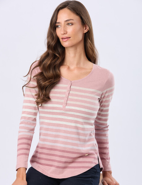 REMERA RAYADA DE ALGODÓN Rosado