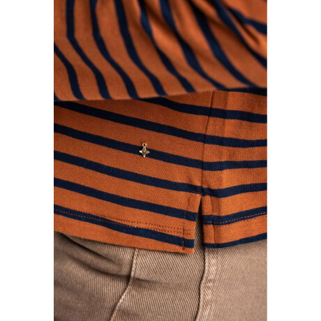 Remera Algodon Elastano Rayada Camel