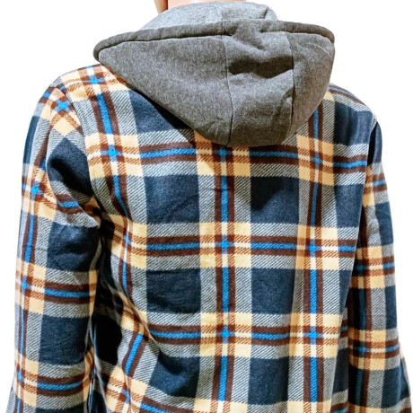 Campera Camisa Leñadora Cangurito Capucha Botones Vst020013-azbg-s
