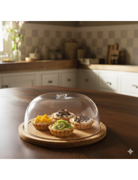 QUESERA MADERA BAMBOO C/ACRILICO D18x8CM QUESERA MADERA BAMBOO C/ACRILICO D18x8CM