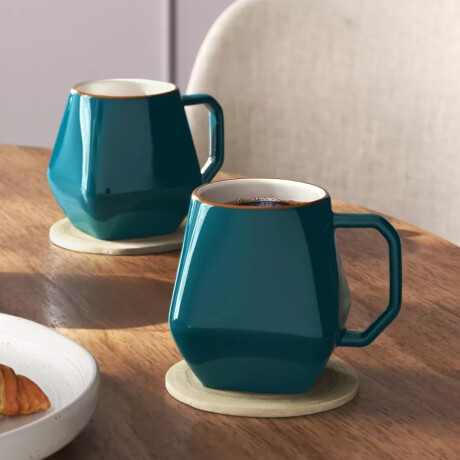 Tazas de Cerámica Geométricas Colores Pastel Verde Petroleo