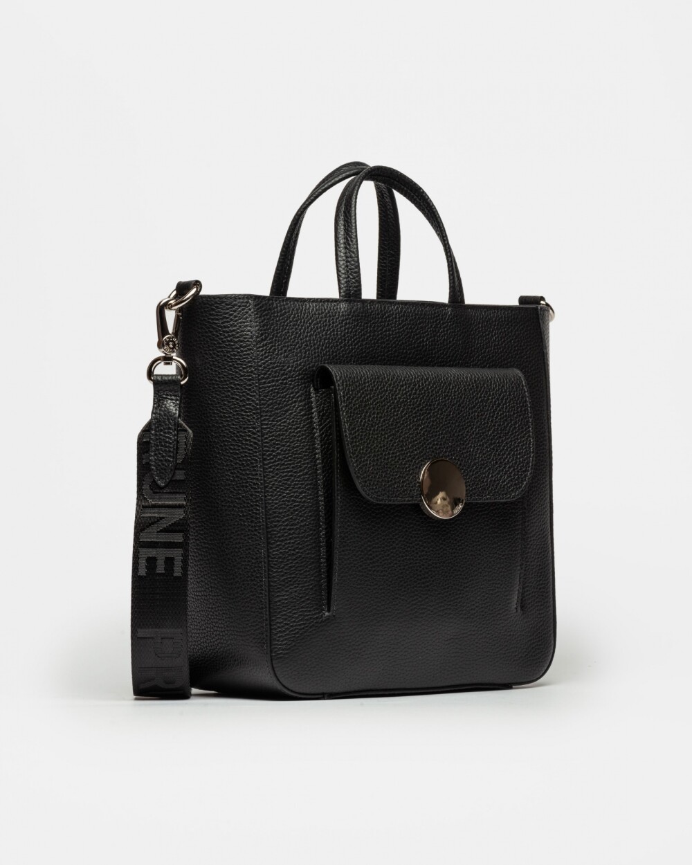 Shopper The Circle En Cuero Graneado Negro