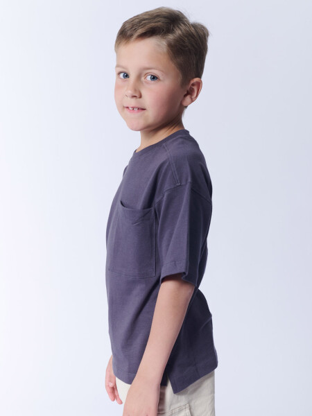 Remera Oversize Bolsillo Gris