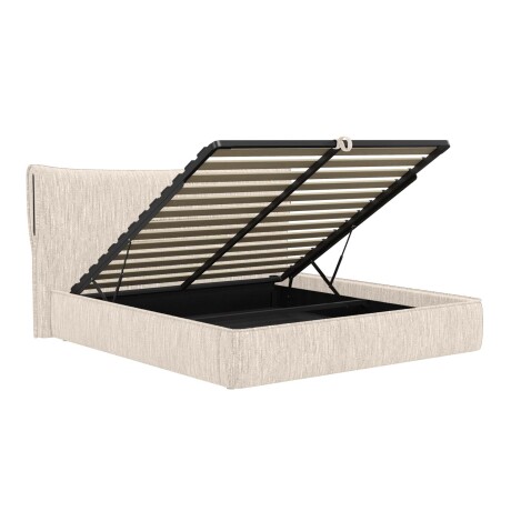 CAMA C/BAÚL KING MADERA-Y-TELA NATURAL-BEIGE ZAFIRO