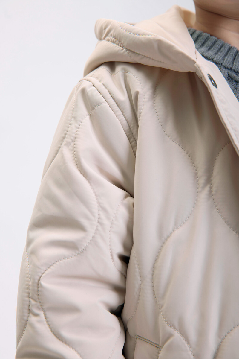 Campera capitoneada capucha Beige