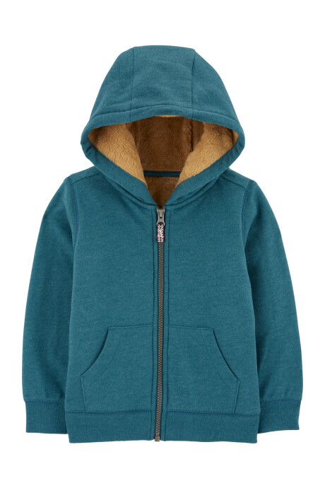 Campera de algodón, con forro de sherpa, verde Sin color