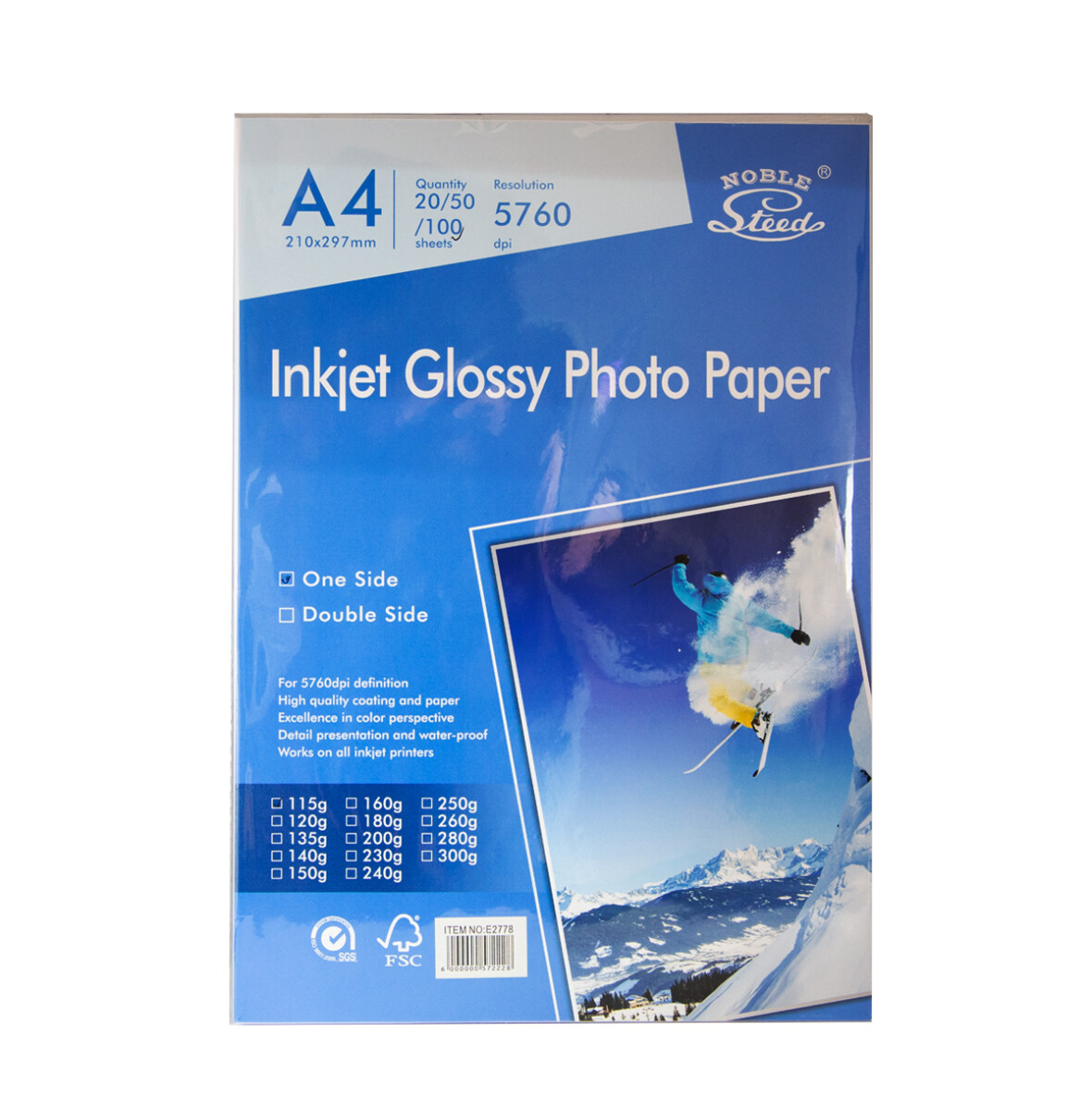 PAPEL FOTOGRAFICO NOBLE STEED A4 X 100HS 115GRS 