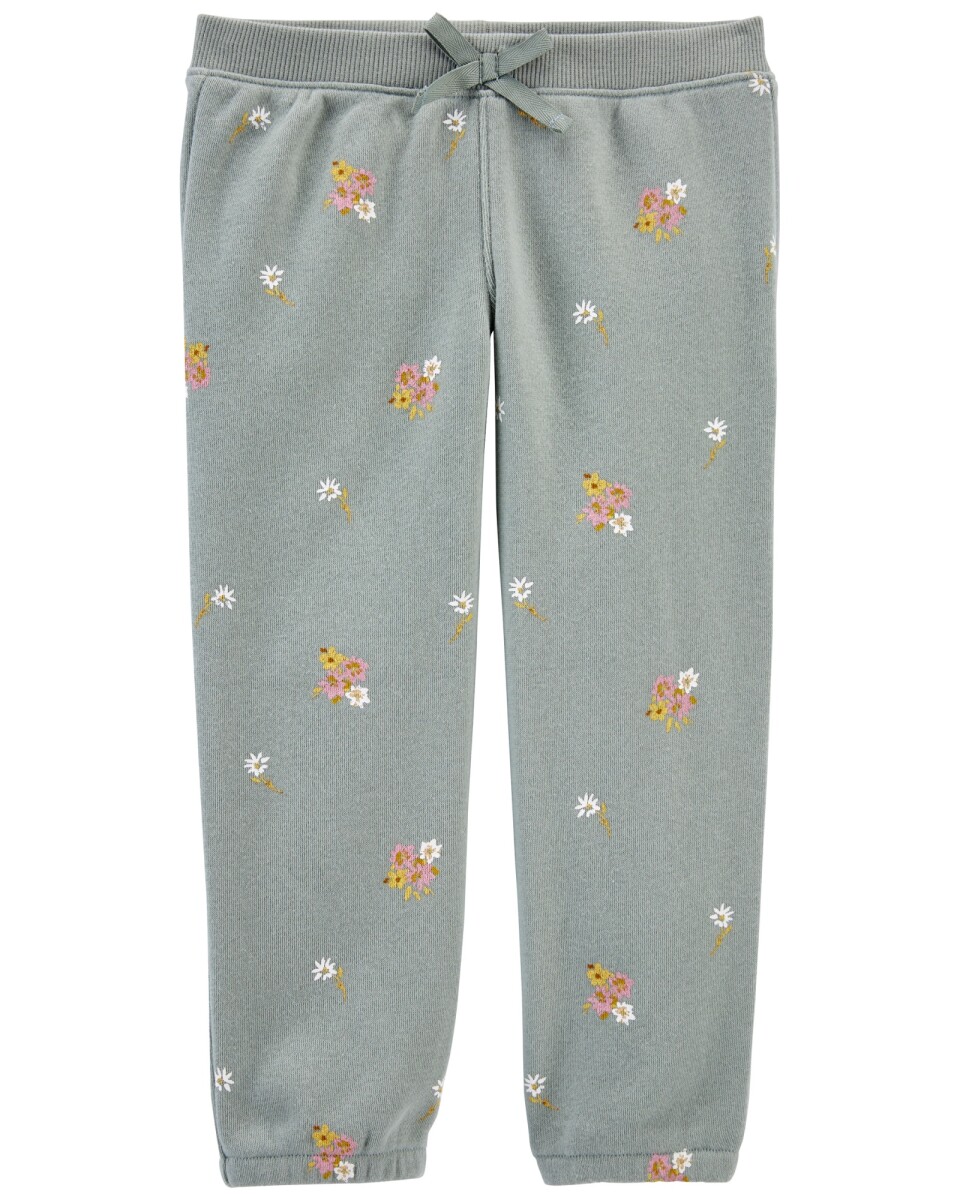 Pantalón de algodón con felpa diseño floral 