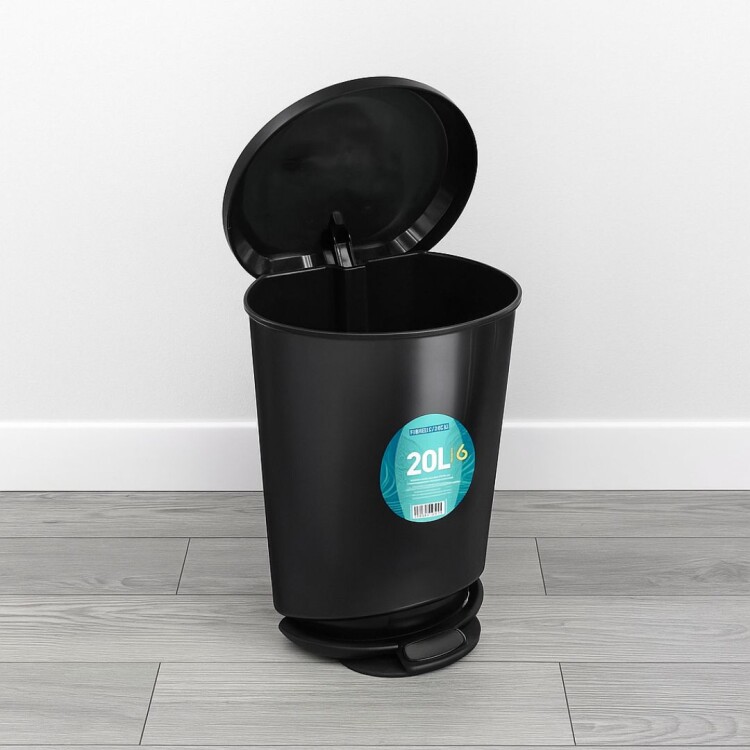 PAPELERA TACHO DE BASURA CON PEDAL 20 LITROS NEGRO