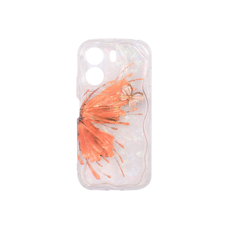 Protector para Xioami Redmi 13C diseño mariposa salmón Protector Para Xioami Redmi 13c Diseño Mariposa Salmón