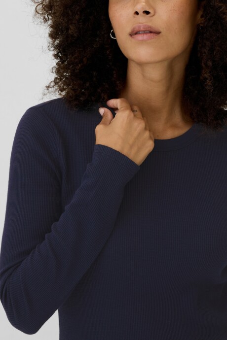 Remera Waffle Cuello Redondo Mujer Navy Uniform