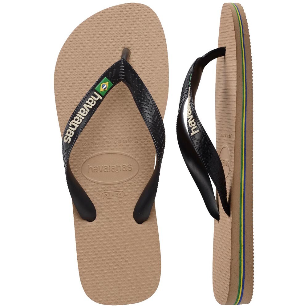 Sandalias Havaianas Brasil Logo Hombre Oro Rosa Negro