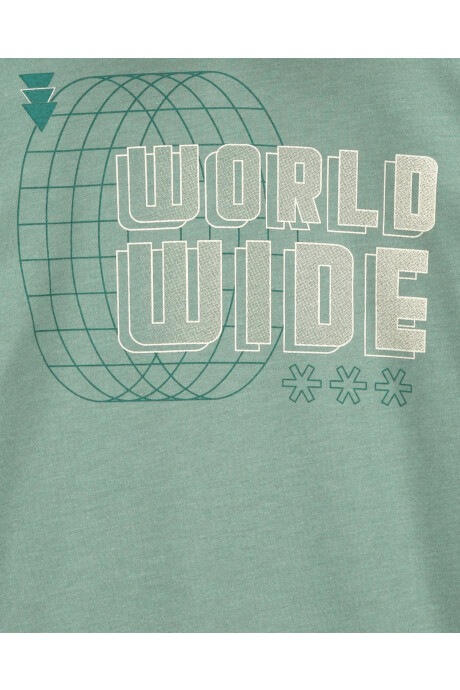 Remera de algodón con capucha, estampada Sin color