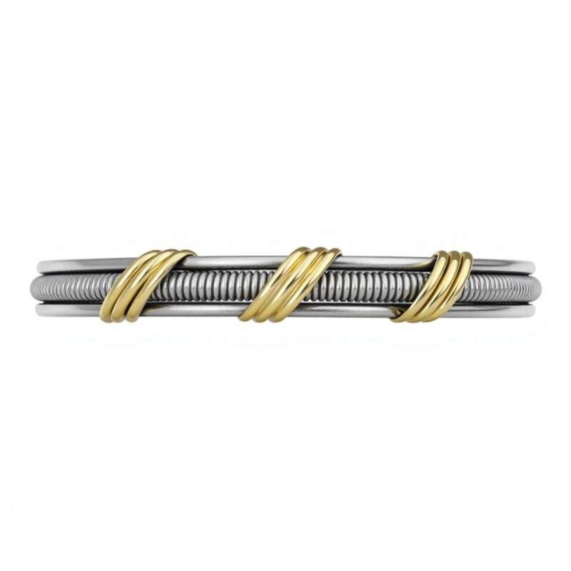 Brazalete Tres Líneas - Plata y Oro - PU5162 sinpiedra