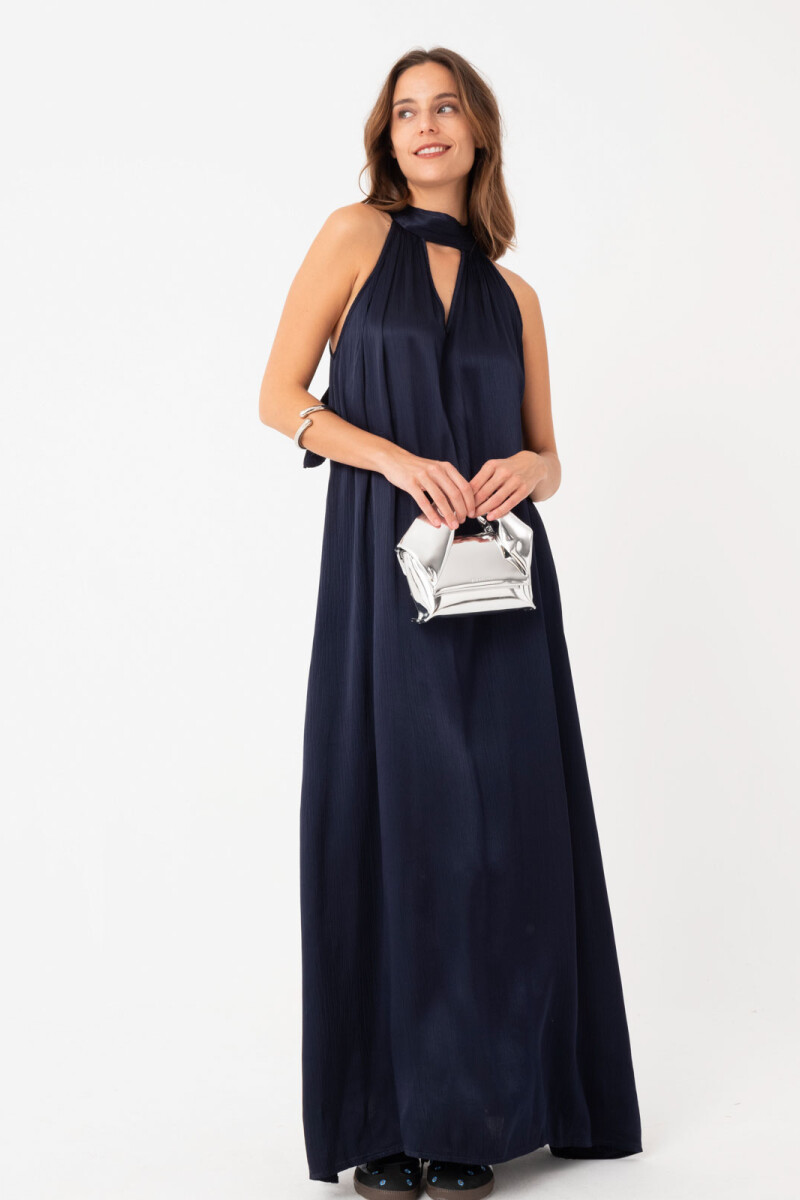 VESTIDO ARRUGADO Azul