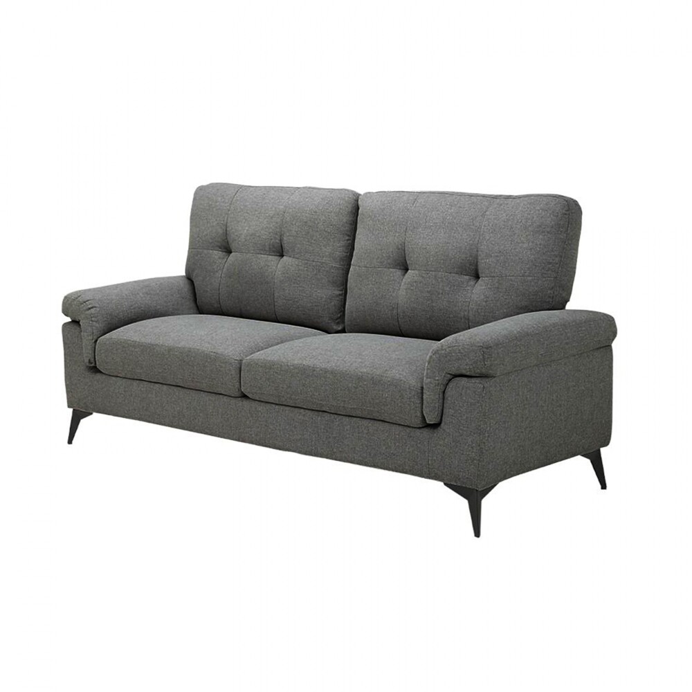 Sillón 2 Cuerpos Tela y Madera Natural Living - Lamona Gris Oscuro