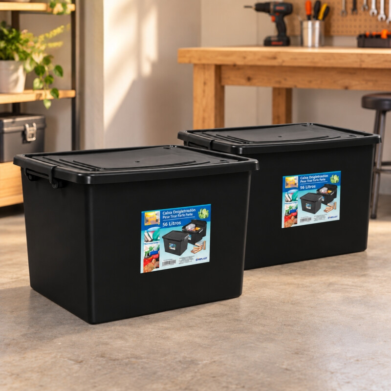 Set x2 caja organizadora 56 lts NEGRO