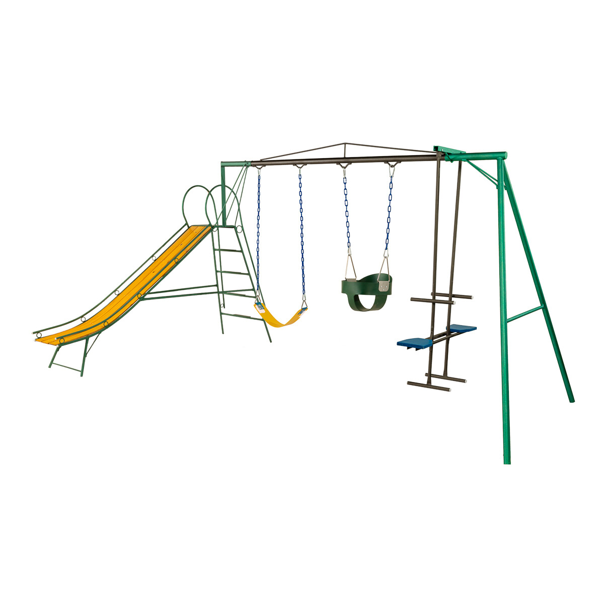 Juego Combinado Infantil con tobogán N°3. Caballito, 1 hamaca de cincha y 1 hamacad de bebé 