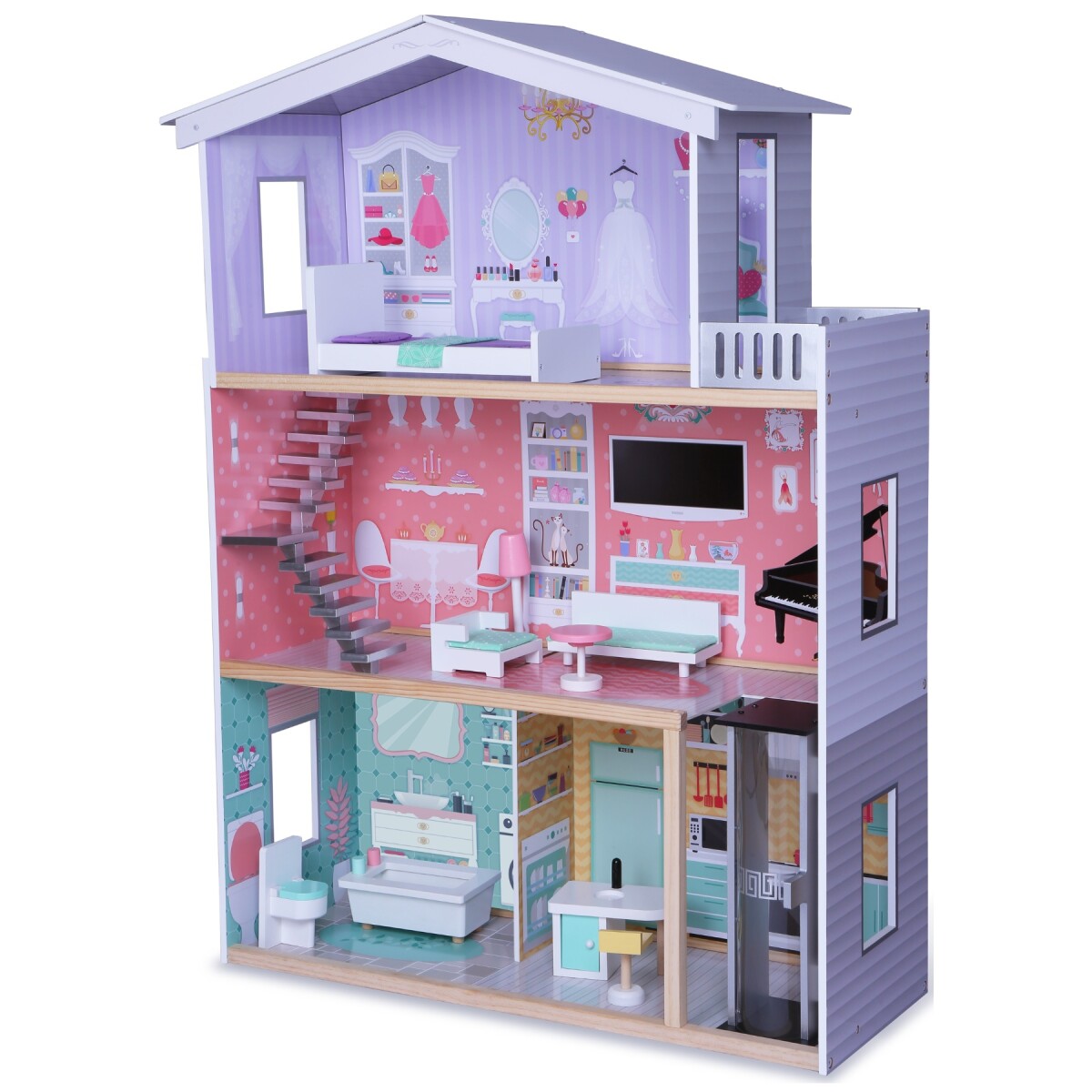 Meridas Doll House, Casita de Muñecas Extra Grande incluye 10 muebles 
