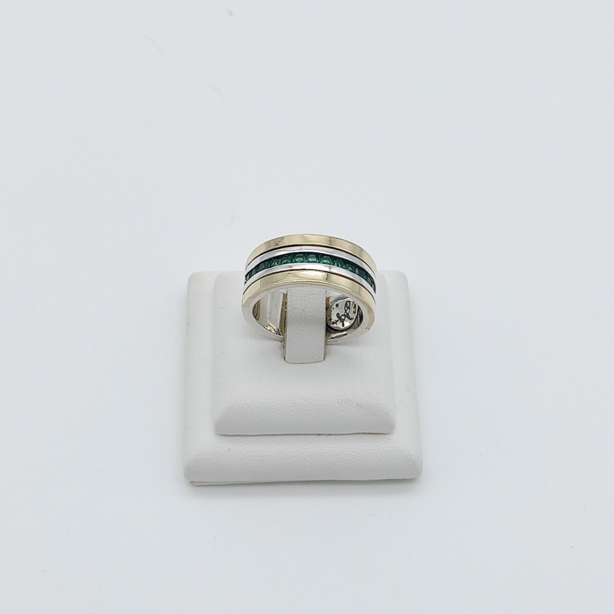 Anillo de plata 925, double en oro 18 ktes y circonias. 
