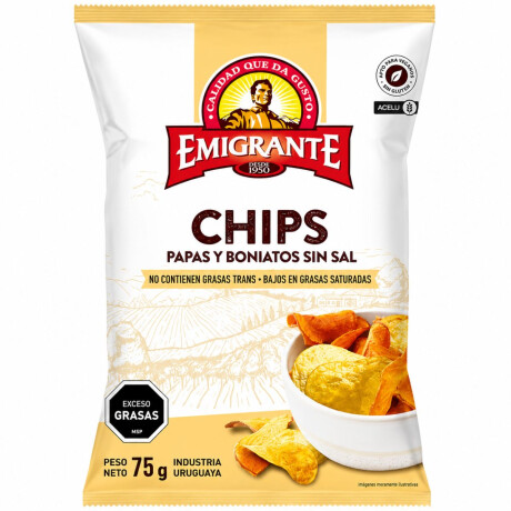 SNACK PAPA Y BONIATO CHIPS EMIGRANTE 75G SIN SAL SNACK PAPA Y BONIATO CHIPS EMIGRANTE 75G SIN SAL