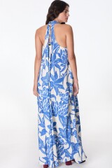 Vestido Largo Mixture Flores Azul