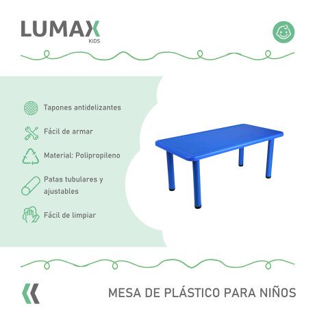 Mesa de plástico niños rectangular 120x60cm Azul