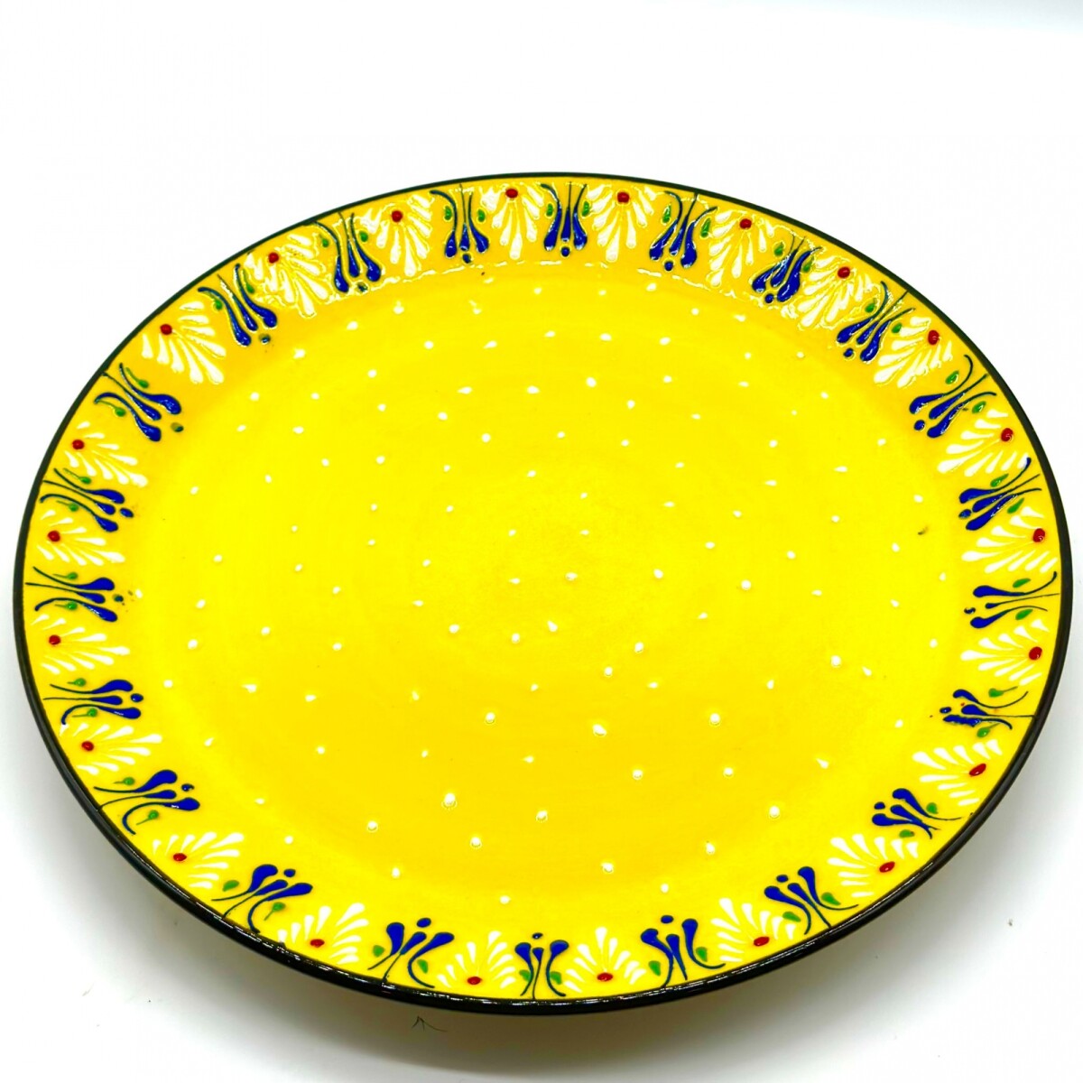 Plato de cerámica pintado 33 cm - Amarillo 