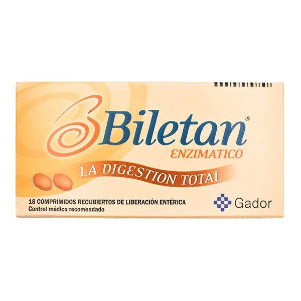 Biletan 18 Comprimidos - Digestivo Enzimático - Gador Biletan 18 Comprimidos - Digestivo Enzimático - Gador