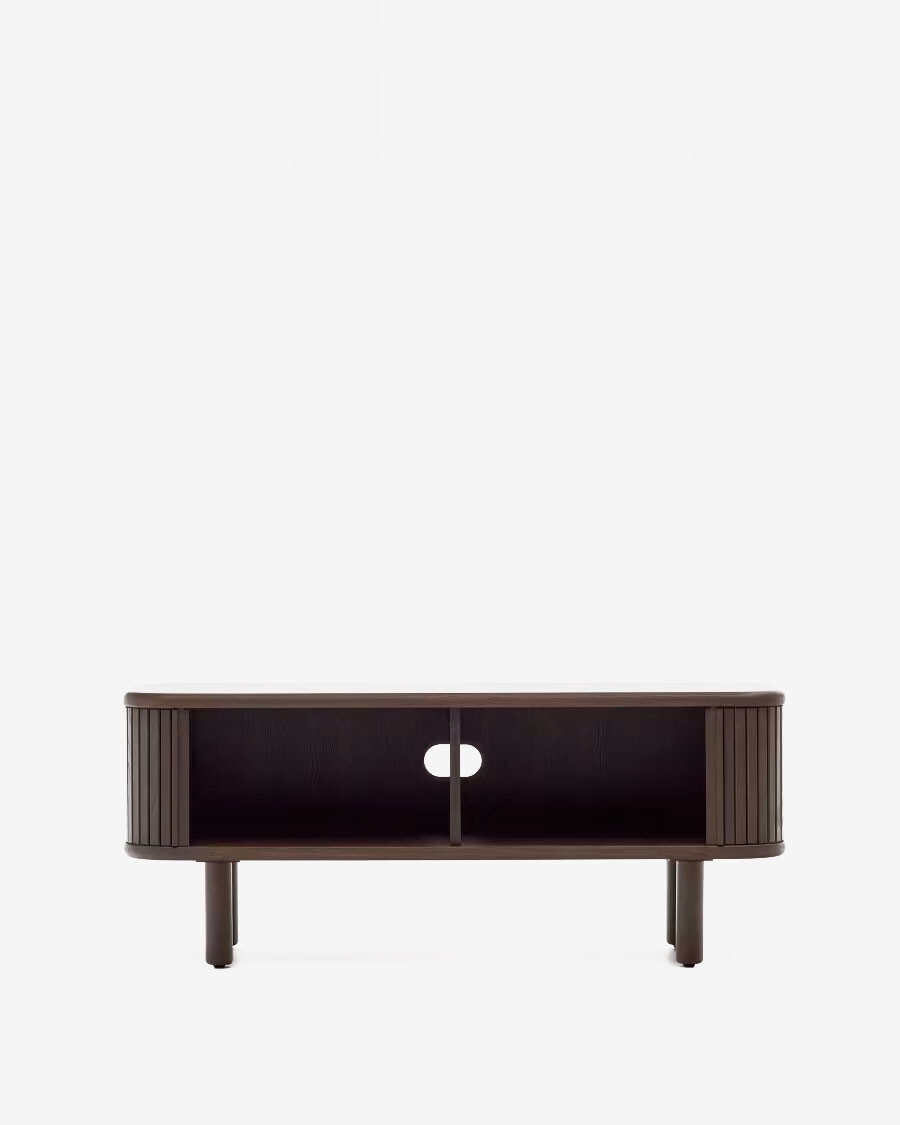 Mueble TV Mailen 2 puertas en chapa de fresno con acabado oscuro 120 x 50 cm