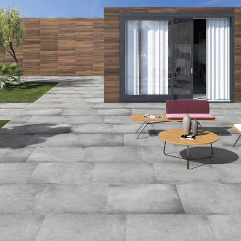 Porcelanato Gris Destonificado Mate Con Textura 90X90Cm Piso Pared exterior GAMAS DE GRIS