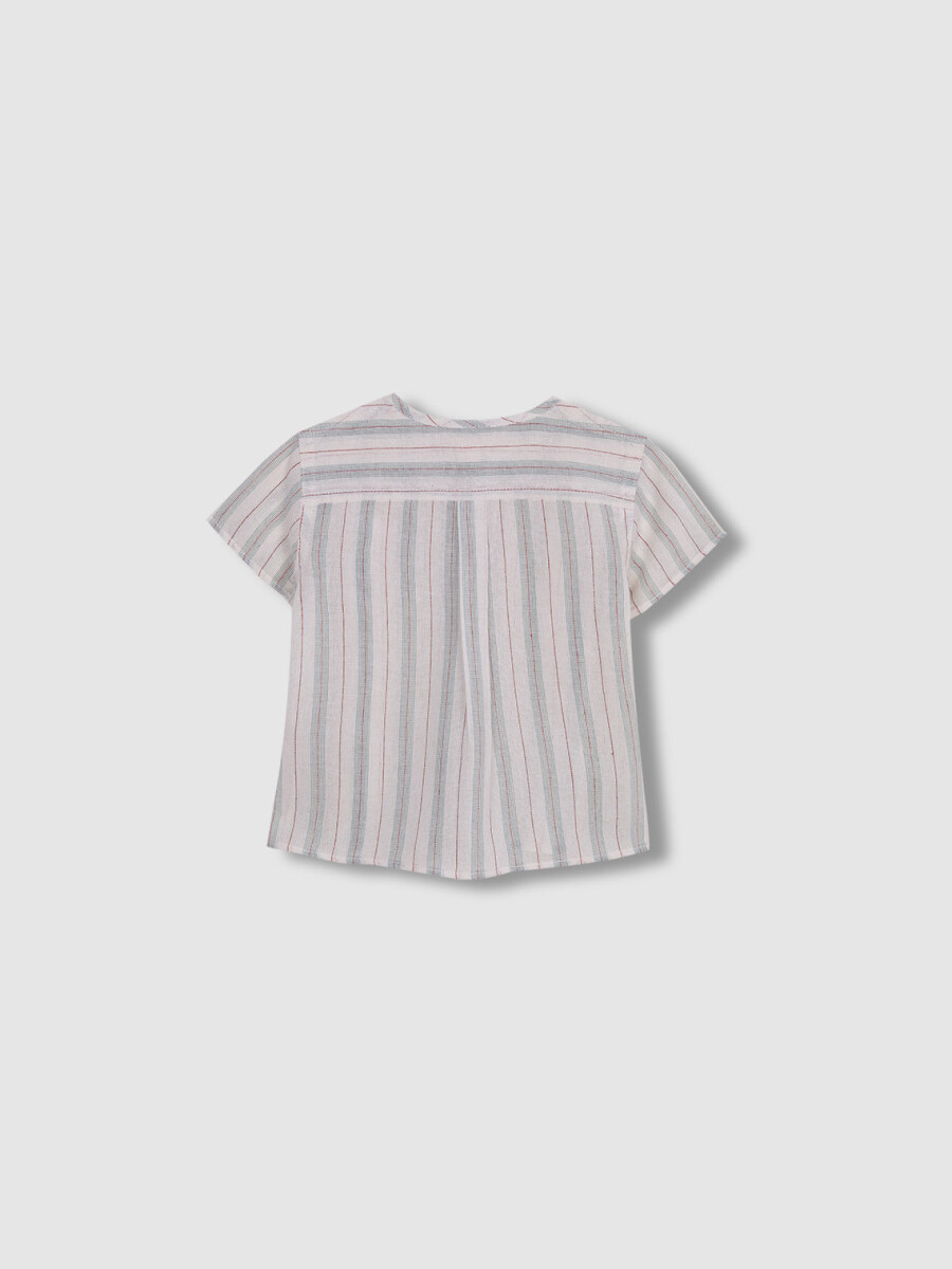 Camisa Bolsillo Rayas Crudo