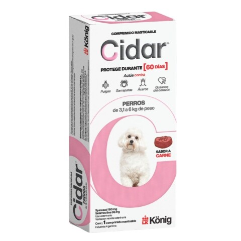 CIDAR PERROS PASTILLA ANTIPULGAS Y ANTIGARRAPATAS KONIG 3.1 A 6 KG