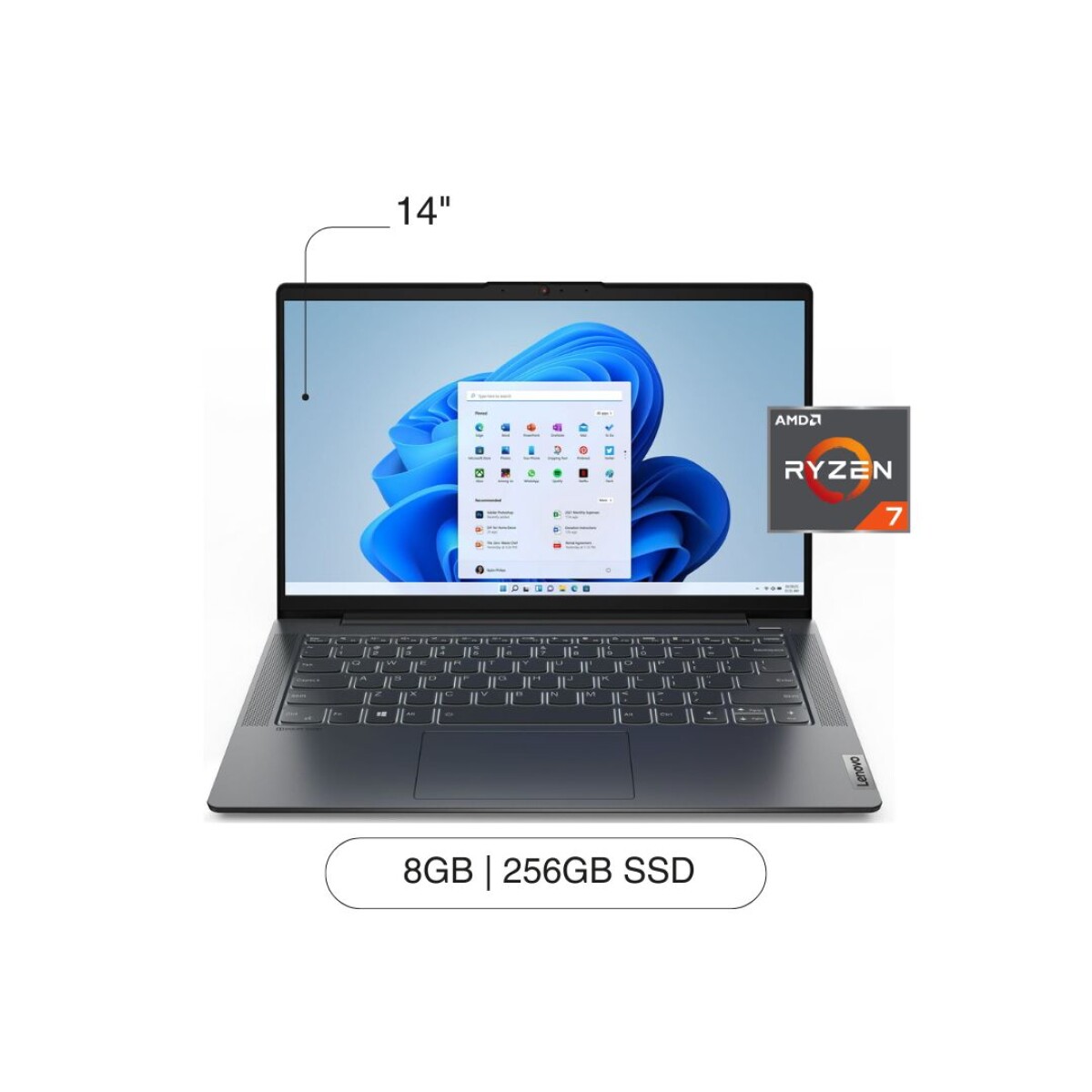 Lenovo Ideapad 5 14' 256 Gb Ssd 8gb Ram Ryzen 7 5700u 82lm007ylm 