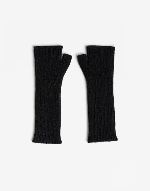 Guantes Tejidos Mitones Par De Guantes Mitones Largos - Negro