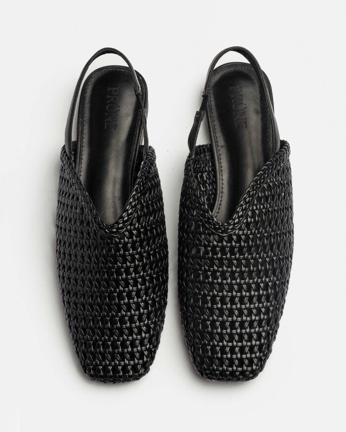 Mule Perla en efecto cuero liso Negro