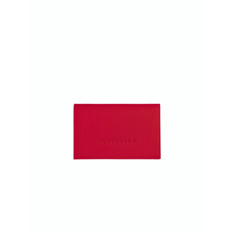 Longchamp -Tarjetero de cuero con solapa, Le Foulonné Rojo