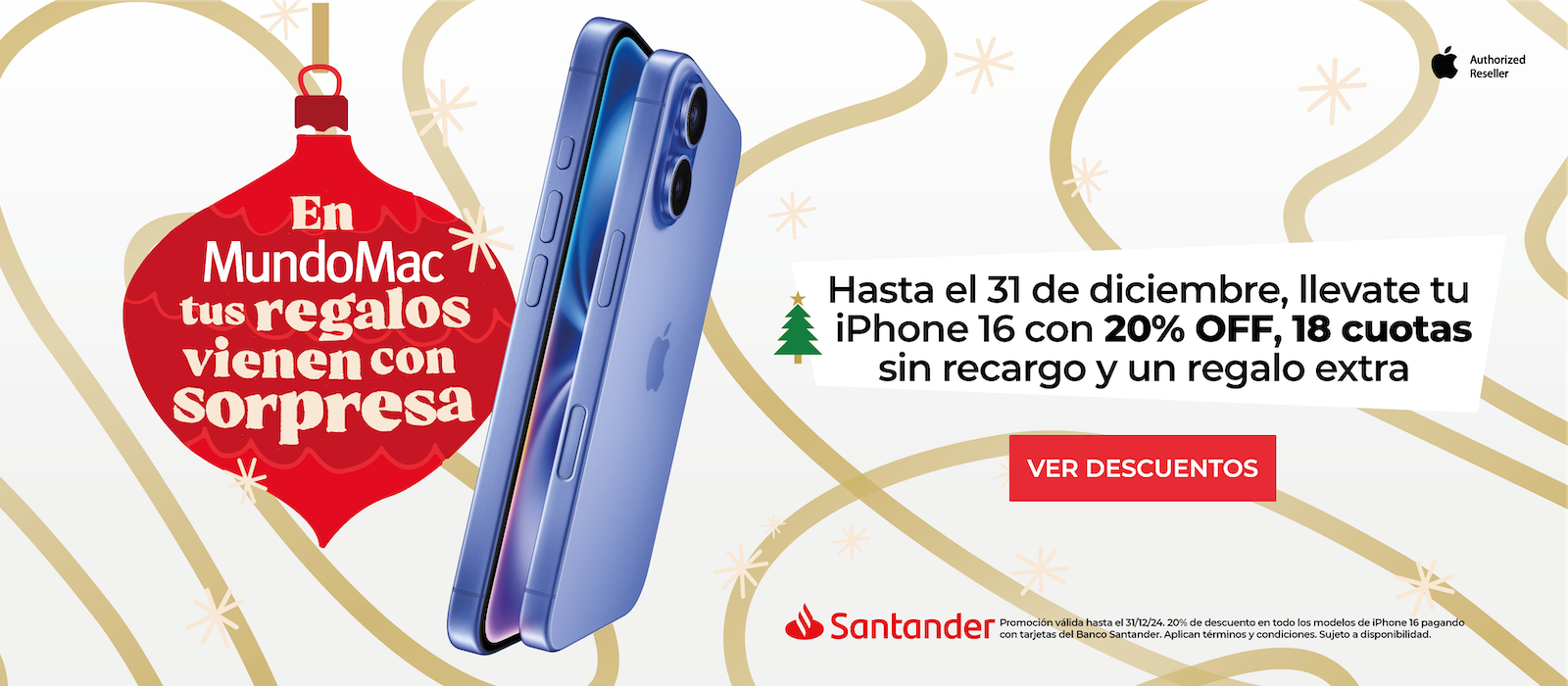 iPhone 16, iPhone 16 Pro, iPhone 16 Pro Max, 20% Santander