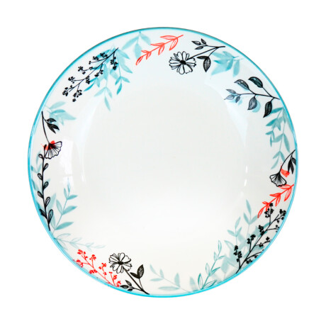 Plato hondo de ceramica con flores Plato hondo de ceramica con flores