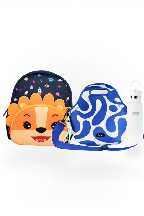 Set de mochila infantil de neopreno, lunchera de neopreno con correa ajustable y botella de acero inoxidable 500ml brio set-sunny
