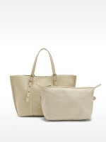 Bolso Shopper Perforado Con Bolso Extraíble crudo
