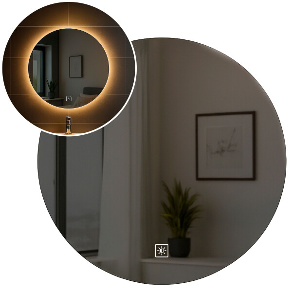 Espejo Redondo Baño Táctil 3 Modos Luz Retroiluminado 60 Cm Diseño Circular