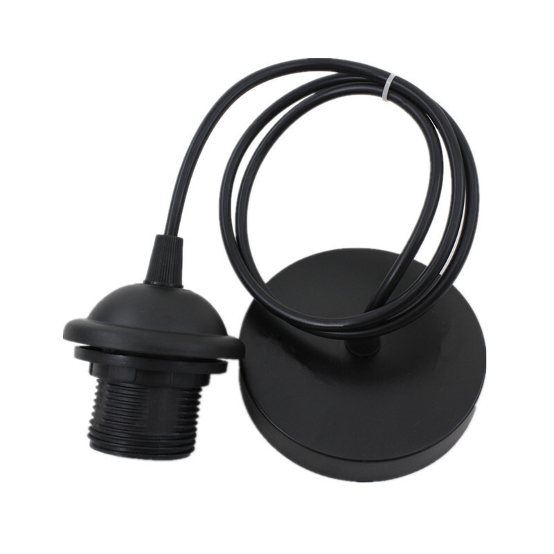 Porta lampara con cable colgante E27 negro Porta lampara con cable colgante E27 negro