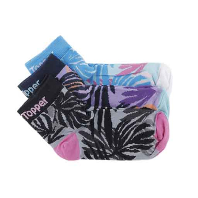 Medias Infantiles Topper x3 Caña Baja Turquesa - Gris - Lila