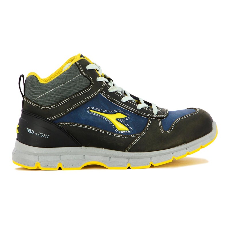 Diadora Safety Shoes Upper Pu Outsolerun Mid S3s Gris Oscuro-azul
