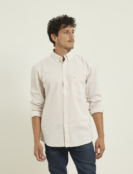Camisa Harrington Label Beige/blanco
