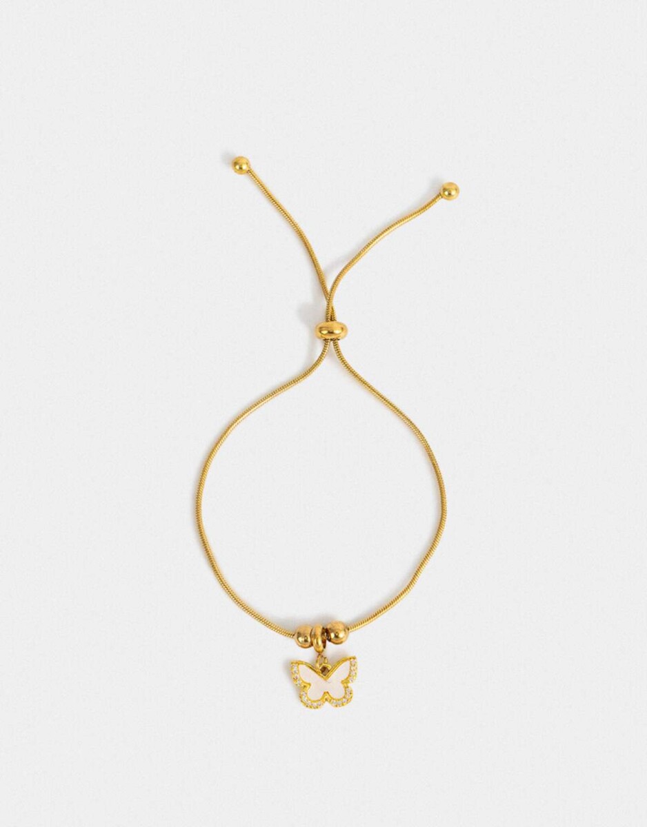 Pulsera Flexible Acero Quirúrgico Con Dije - Dorado 